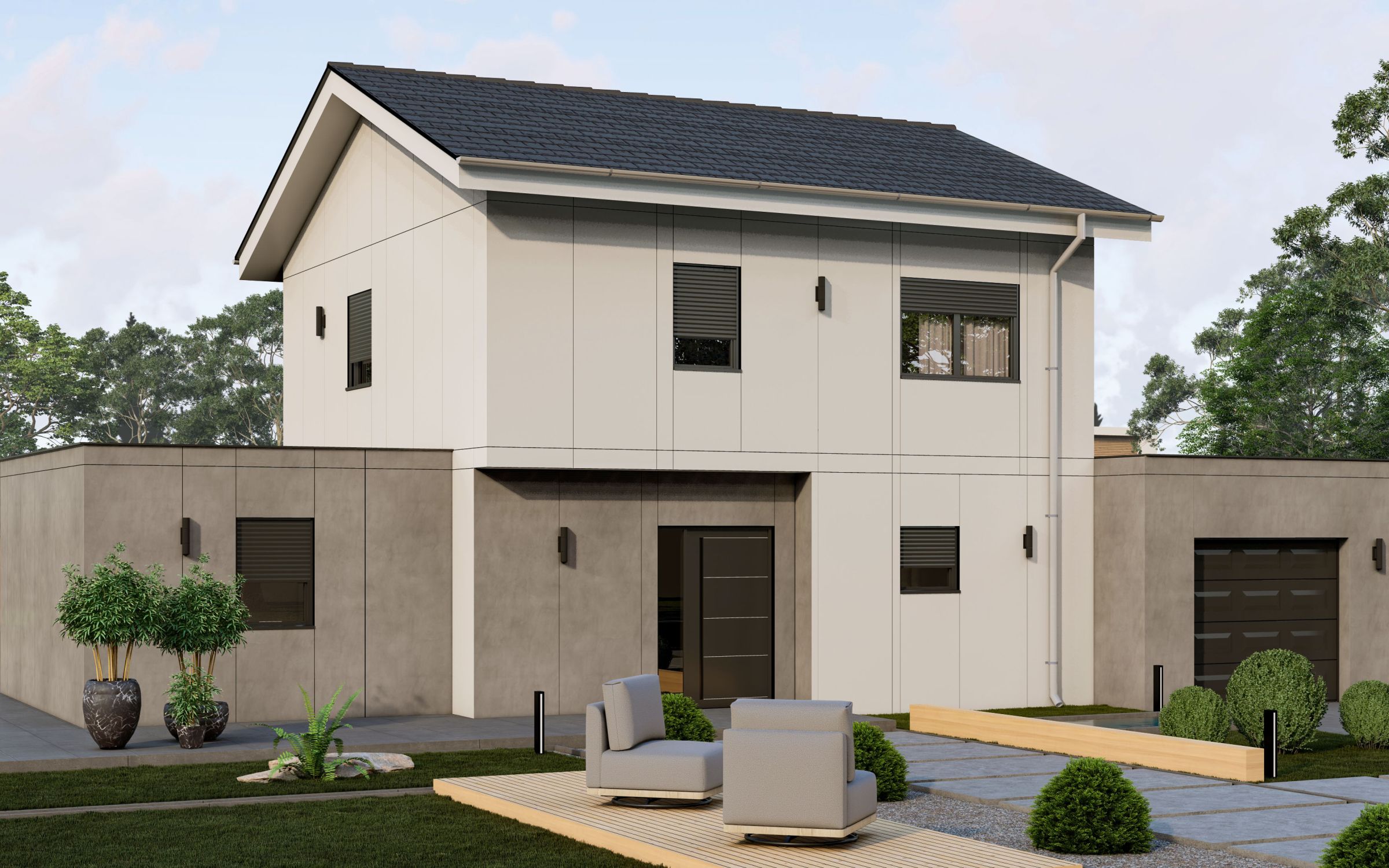 Maison préfabriquée ossature bois à toit monopente thumbnail 3