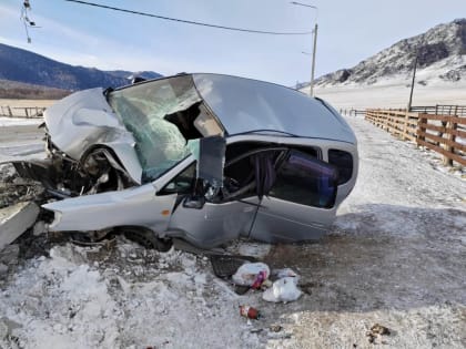 В Онгудайском районе в результате наезда автомобиля на опору ЛЭП погибла женщина