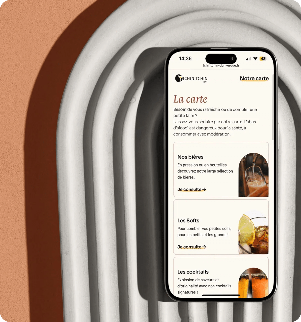 Carte en ligne du Tchin Tchin sur mobile