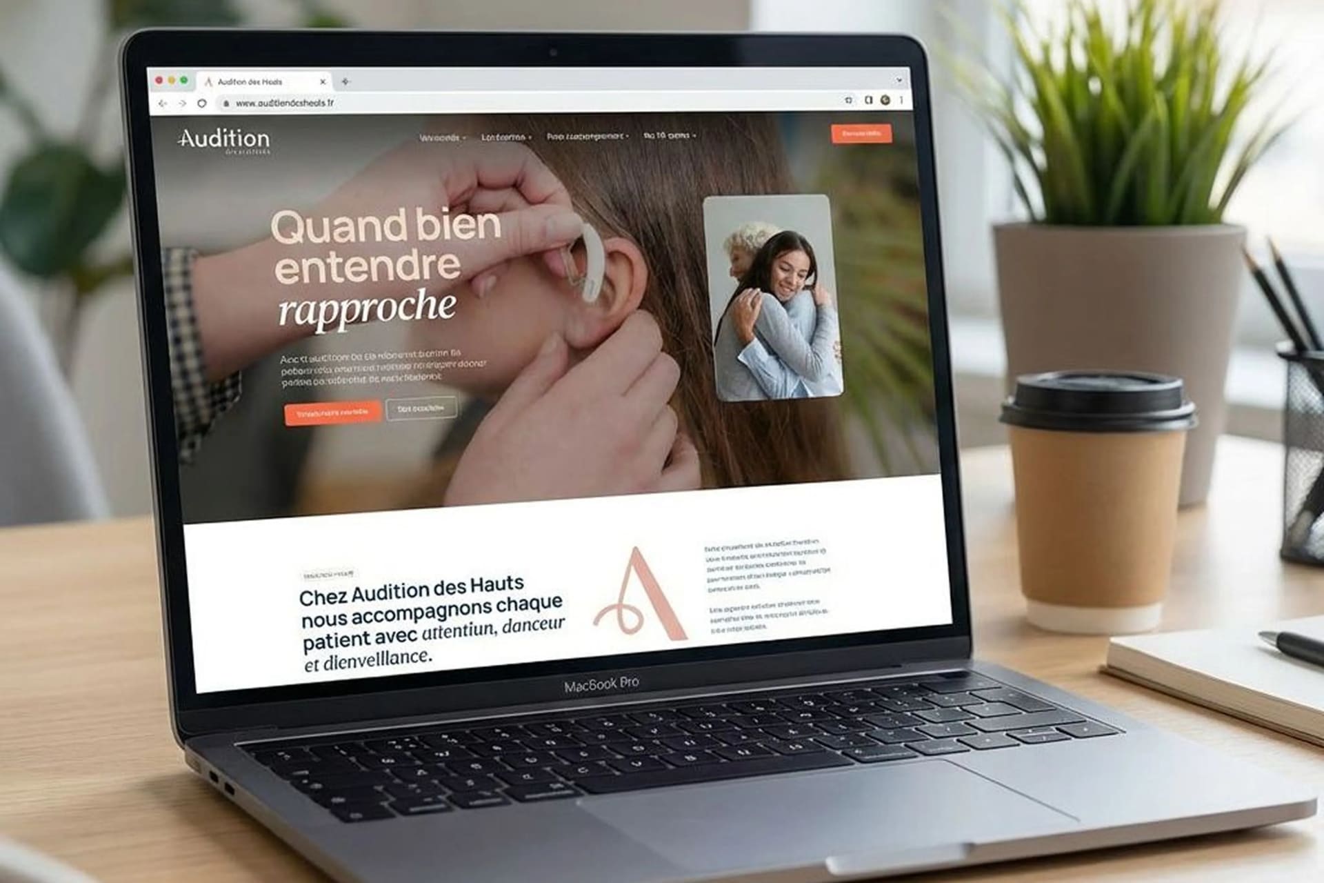 Site internet d'Audition des Hauts sur ordinateur