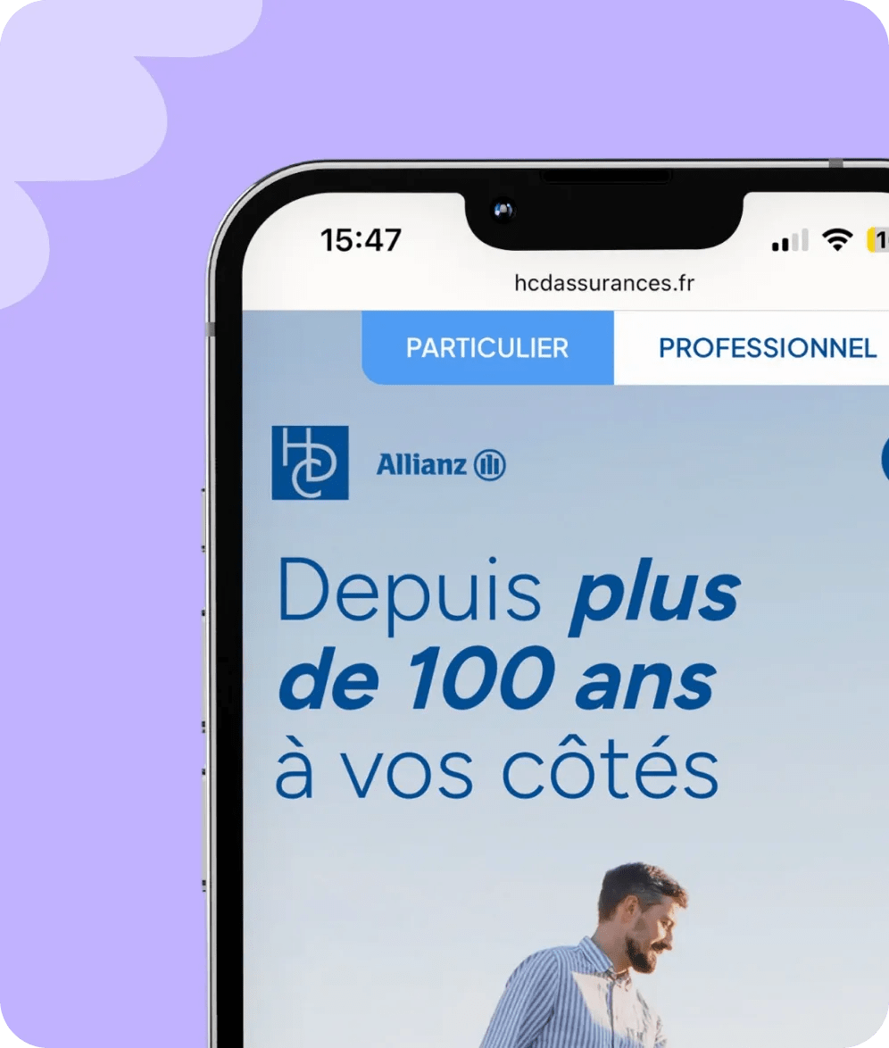 Site HCD Assurances sur mobile
