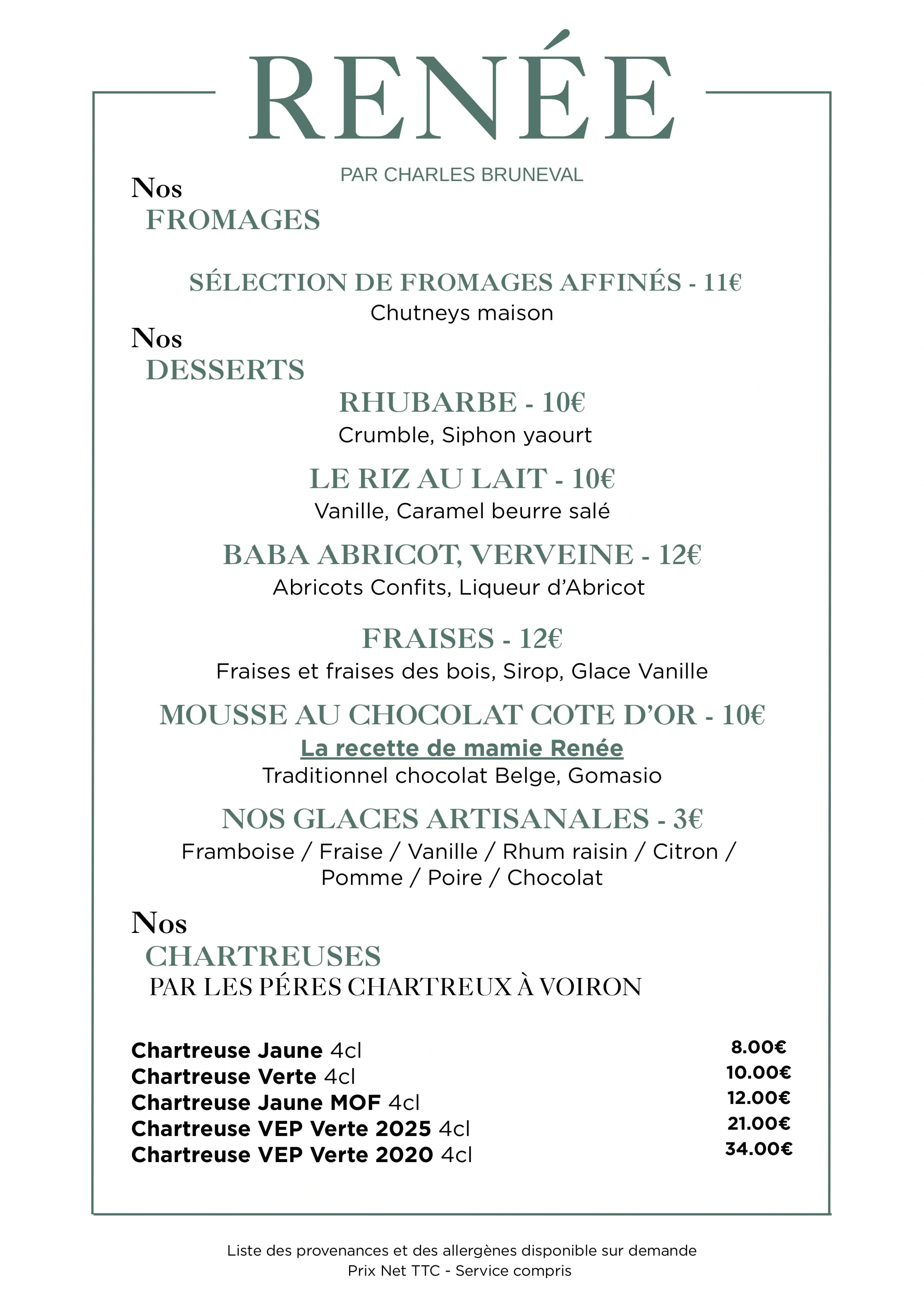 Desserts & Fromages