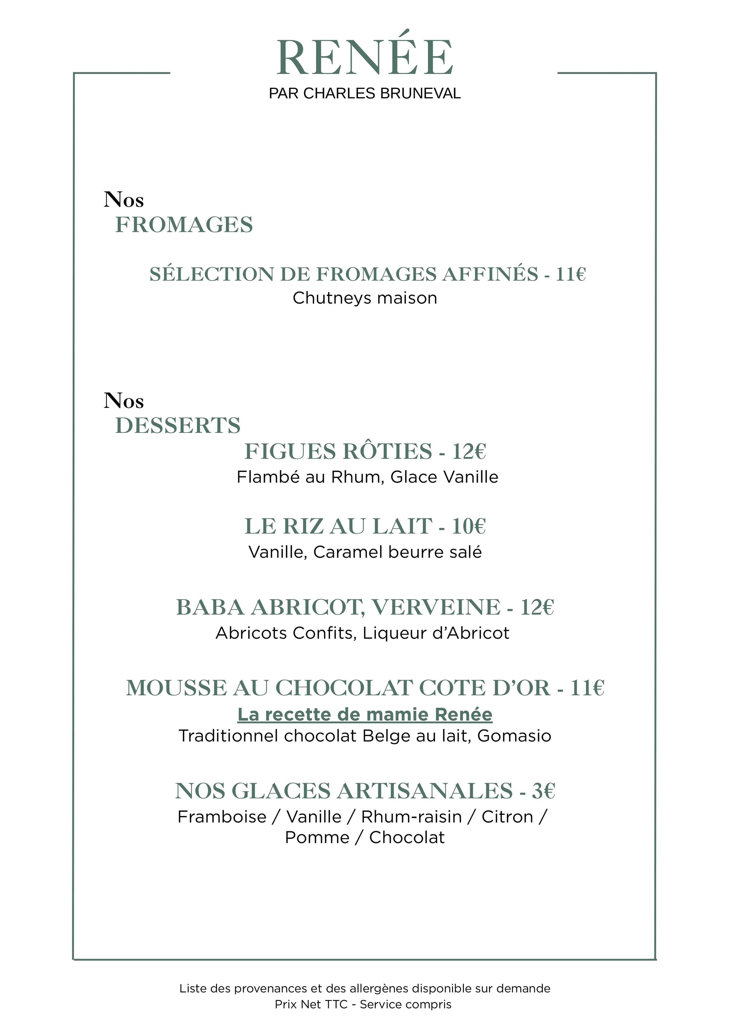 Desserts & Fromages