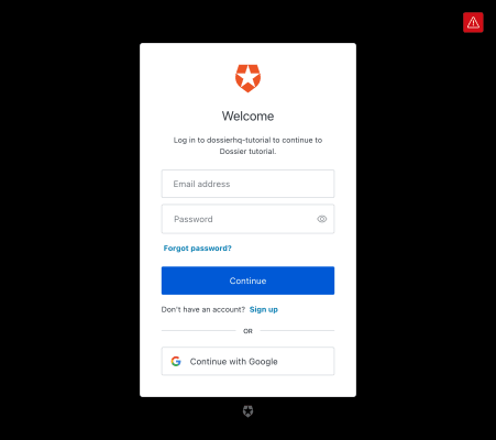 Auth0's login screen