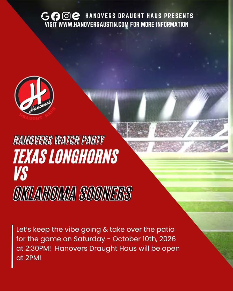 UT Longhorns vs Oklahoma Football Watch Party at Hanovers Pflugerville