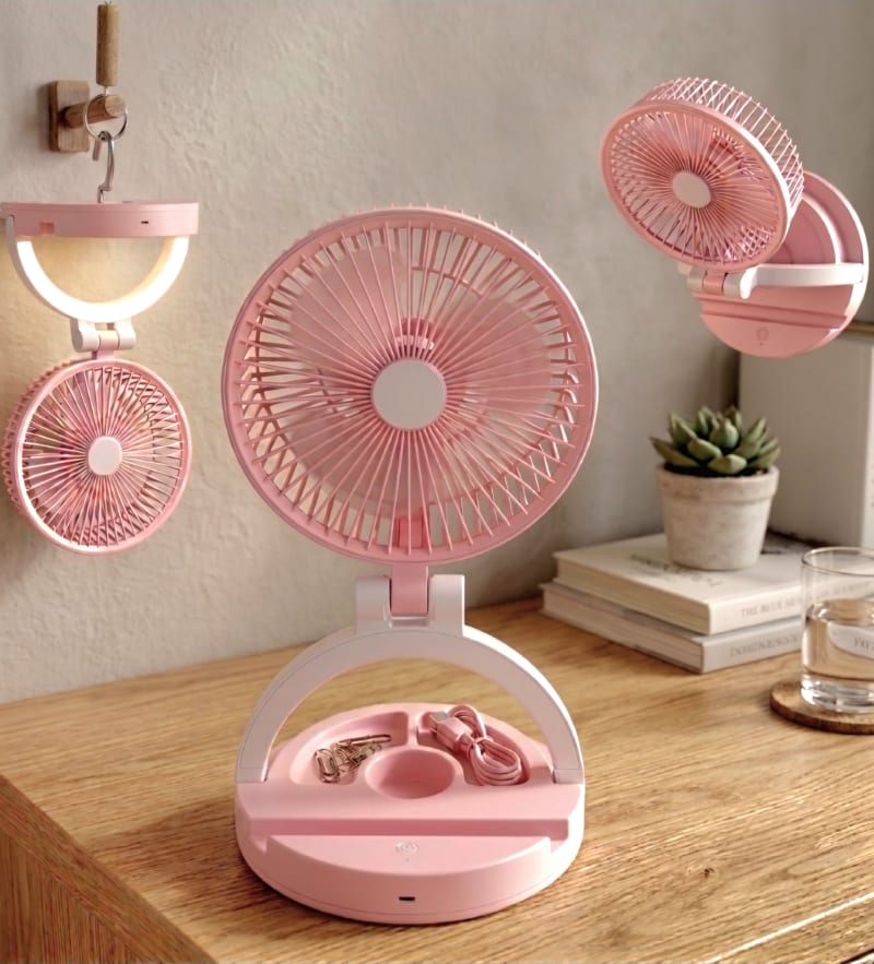 VENTILADOR RECARGABLE CON LUZ LED