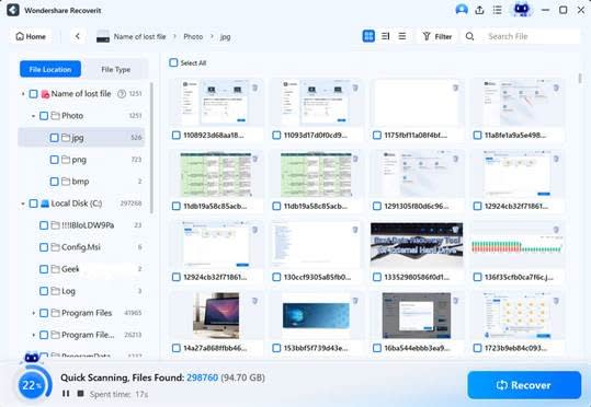 Scan the external hard drive for deleted files on Windows