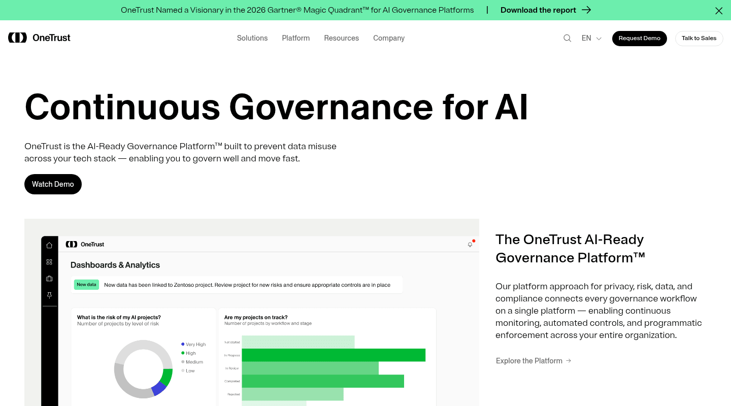 OneTrust homepage