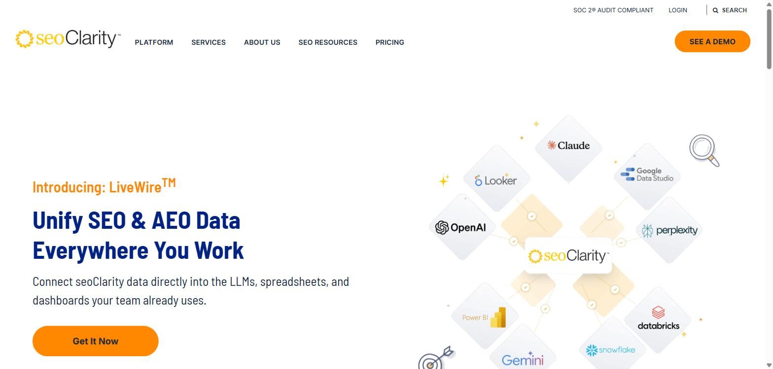 seoClarity homepage