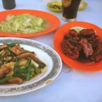 Pork Rib,Fish with Spring Onions and Vegetables