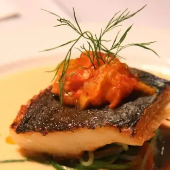 Pan Seared Halibut or Red Wine Braised Ribeye