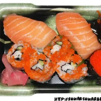 Salmon Sushi, Ebiko Sushi And California Roll