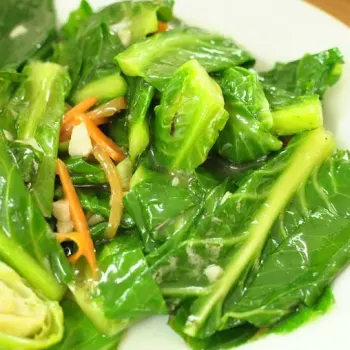 Stir Fried Brussel Sprout Leaves ("choy tam")