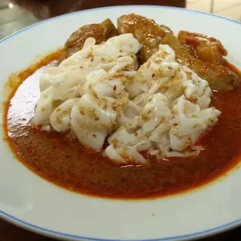 Curry Chee Cheong Fun served on plate.