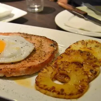 Gammon Steak with Pineapple & Fried Duck Egg