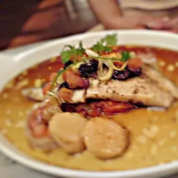 Grilled Pomfret with Scallops