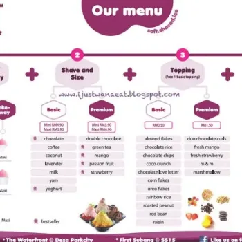 32F's Shaved Ice Menu