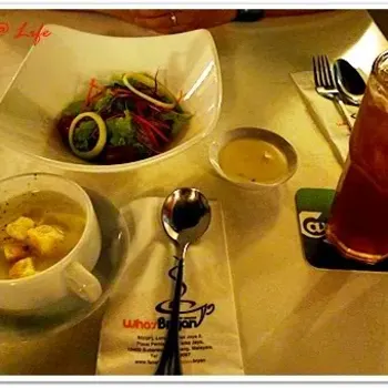 Ice Lemon Tea, Creamy Soup And House Green Salad
