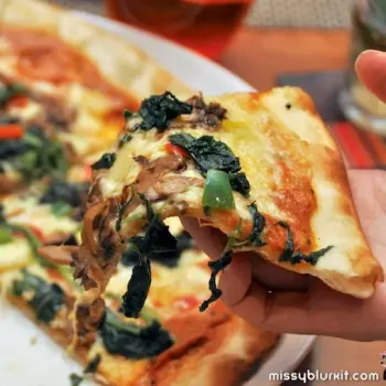 Capsicum, Mushroom And Spinach Pizza
