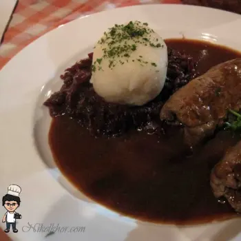 Beef Roulades Grandmother's Style with Red Cabbage and Potato Dumpling