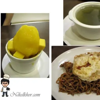 Spicy Fried Ramen, Snow Ice Mango Saga/Sugarcane Chestnut, Soup of the day