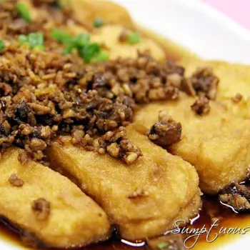 Homemade Beancurd in Soysauce with Minced Meat (自制酱油豆腐)