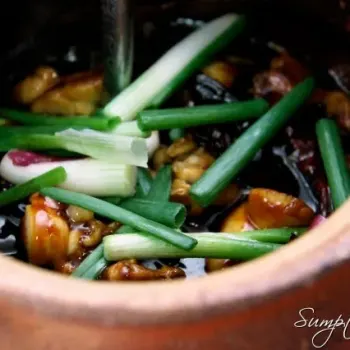 Claypot Gong Bao Paddy Frog (煲仔宮保田雞粥) in Dark Sauce