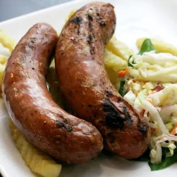 Pork Frank Sausage with Salad & Chips
