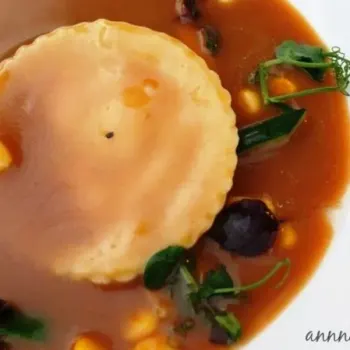 Shell Fish Bisque with Lobster Ravioli