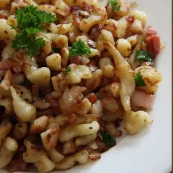 A Plate Of Spaetzle – German Dumplings Made From Flour, Eggs And Milk