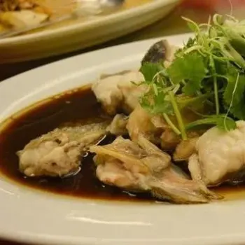 Steamed Loong Tan (Giant Grouper) Fish Meat In A Superior Soy Sauce And Peanut Oil