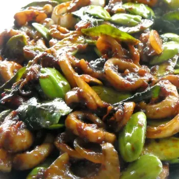 Sambal Petai (Stink beans) with Squid Rings.