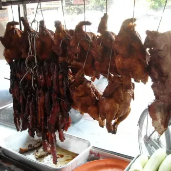 BBQ chicken, Char Siew and roast Pork