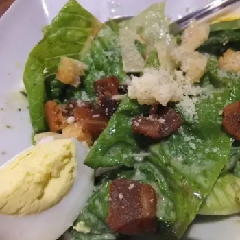 Caesar Salad Tossed With Pork Bacon Bits & Hard Boiled Eggs