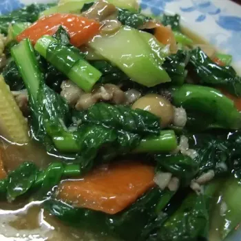 stir fried Kai Lan Veggie with salted fish