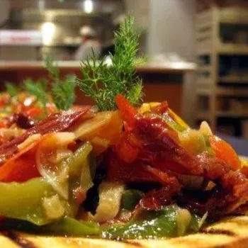 Bruschetta with Bell Peppers,Anchovies&Tomatoes