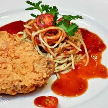 Spaghetti with Chicken Chop