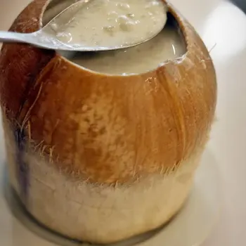 Supreme Coconut Stewed Bird's Nest with Harsmar Jelly (燕窝椰皇炖雪蛤)