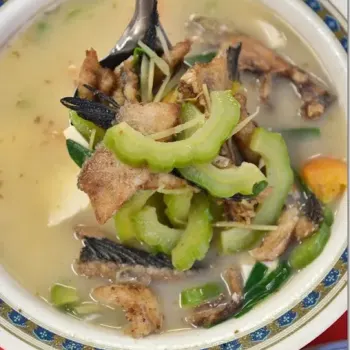 Snakehead fish (Ikan Haruan) Soup with Bitter Gourd & Soft Beancurd (part of the duo style of cooking)