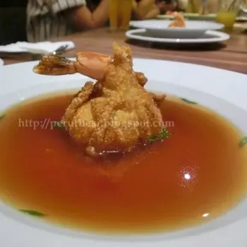 Salmon Broth with Prawn Dumpling