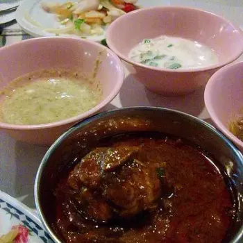 Fish Masala, various condiments & side dishes