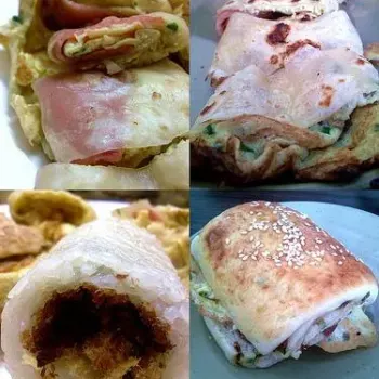 Ham Egg&Bacon Egg Cake,Twisted Bun+Egg,Rice Roll