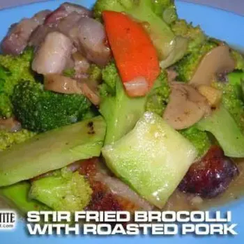 Stir Fried Brocolli with Roasted Pork