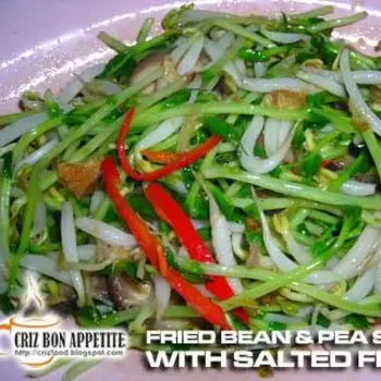 Fried Bean Sprouts and PeaSprouts with Salted Fish
