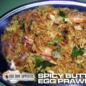 Spicy Buttered Egg Prawns