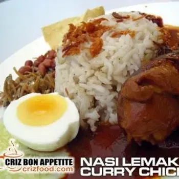 Nasi Lemak With Curry Chicken