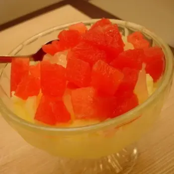 Watermelon and nata de coco ice shave