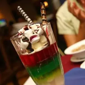 Triple Layered Jelly Topped With Vanilla Ice Cream