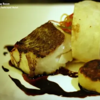 Baked US Seabass served with Apple Cider Balsamic