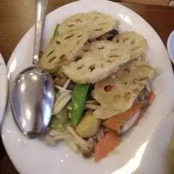 Fried Lotus Root With Some Mushrooms
